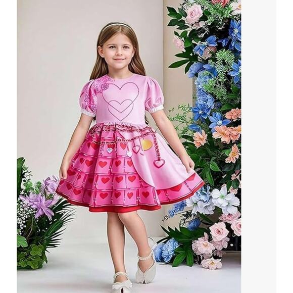 New Bridget Pink Princess Dress With PINK WIG Uniform Set Costume NEW Size 9/10 - Picture 2 of 5